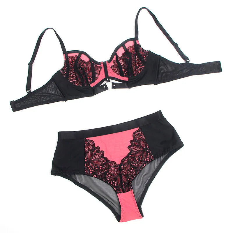 SUBBLIME - 955571 ENSEMBLE SOUTIEN-GORGE EN CUIR VERNI ROSE AVEC FERMETURE ÉCLAIR