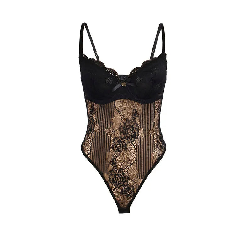 SUBBLIME - 955625 BODY EN DENTELLE AVEC FERMETURE EN BAS NOIR