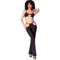 CHILIROSE - CR 4851 ENSEMBLE TOP ET LEGGINGS NOIRS AVEC ACCESSOIRES DORÉS