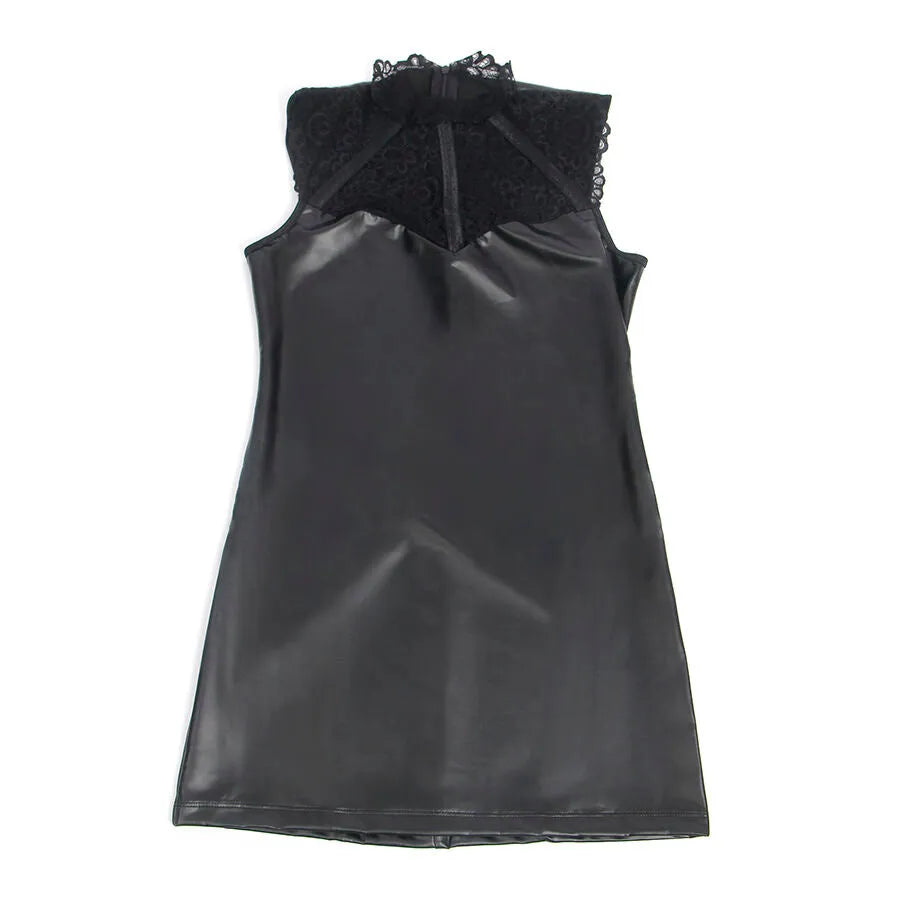 SUBBLIME - 957544 ROBE EN CUIR COL DENTELLE NOIRE