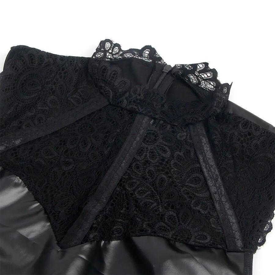 SUBBLIME - 957544 ROBE EN CUIR COL DENTELLE NOIRE