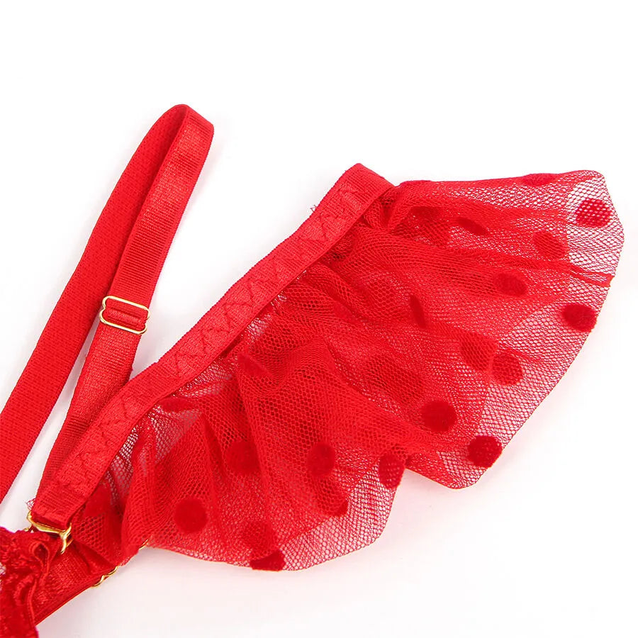 SUBBLIME - 957506 ENSEMBLE SOUTIEN-GORGE ET JARRETELLE EN DENTELLE ROUGE