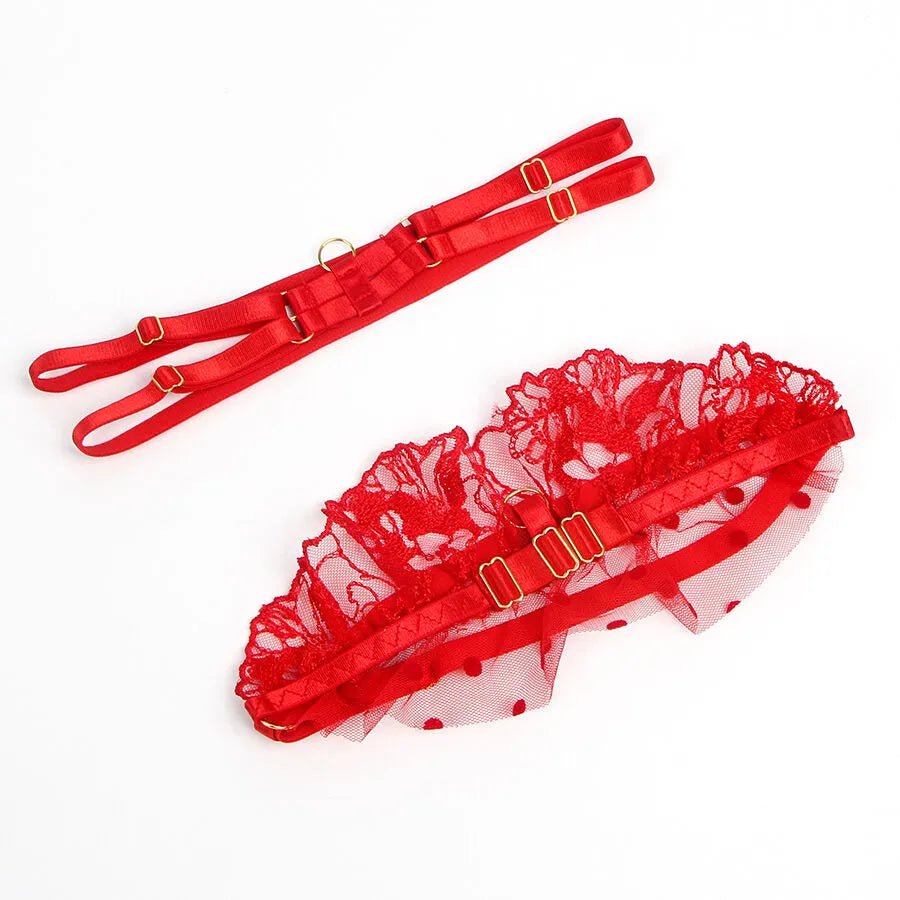 SUBBLIME - 957513 ENSEMBLE SOUTIEN-GORGE ET JARRETELLE EN DENTELLE ROUGE