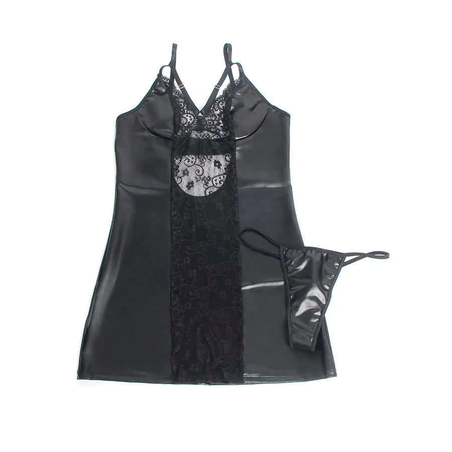 SUBBLIME - 957537 ROBE EN CUIR AVEC DENTELLE FLORALE NOIRE
