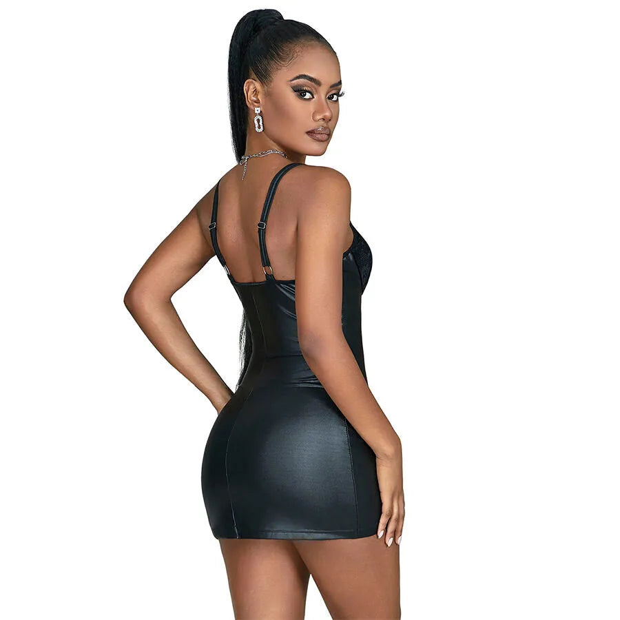 SUBBLIME - 957568 ROBE ZIPPÉE EN CUIR NOIR