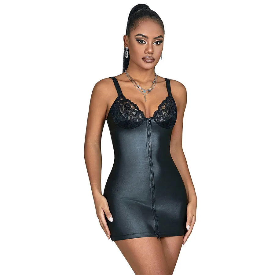 SUBBLIME - 957575 ROBE ZIPPÉE EN CUIR NOIR