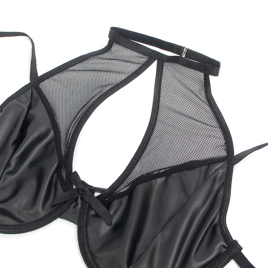 SUBBLIME - 957582 ENSEMBLE SOUTIEN-GORGE ET JUPE EN CUIR NOIR