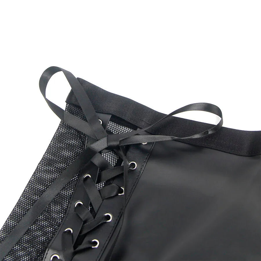 SUBBLIME - 957582 ENSEMBLE SOUTIEN-GORGE ET JUPE EN CUIR NOIR