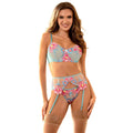 SUBBLIME - 957643 ENSEMBLE SOUTIEN-GORGE ET PORTE-JARRETELLES BRODÉ FLEURS ROSE