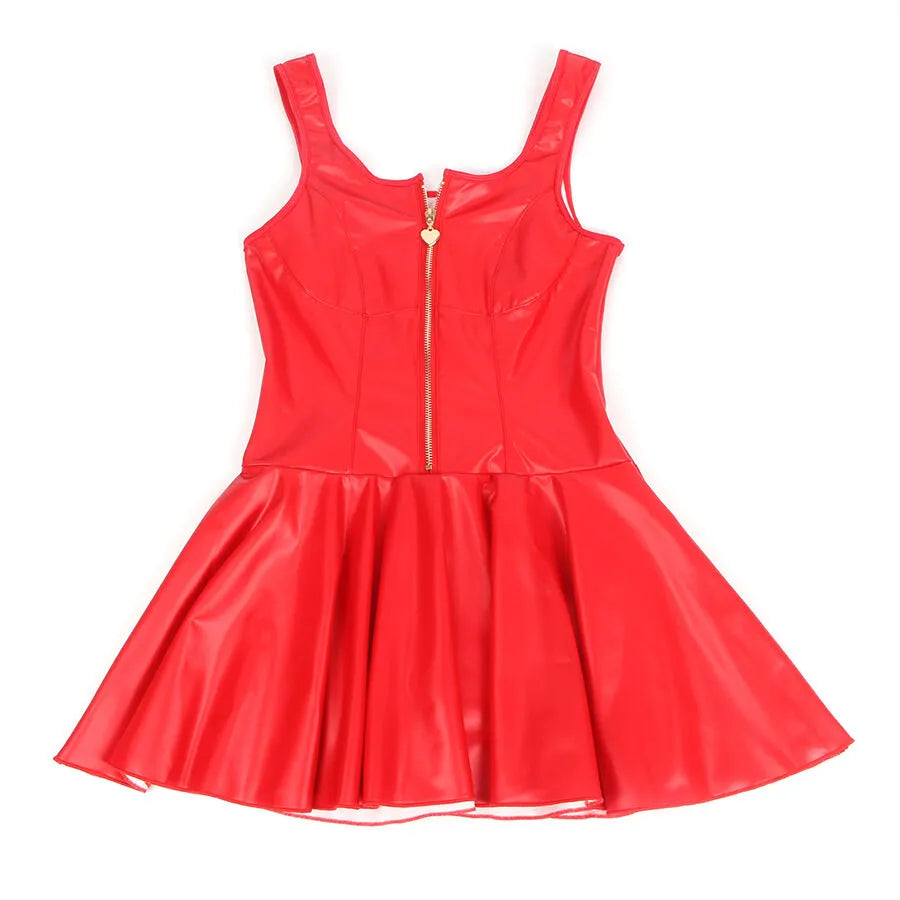 SUBBLIME - 957681 ROBE EN CUIR AVEC FERMETURE ÉCLAIR COEUR ROUGE