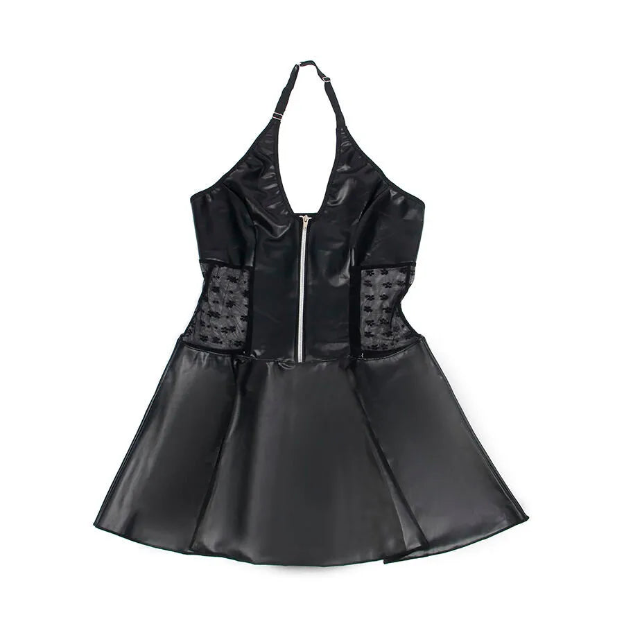 SUBBLIME - 957704 ROBE EN CUIR À FERMETURE ÉCLAIR EN DENTELLE NOIRE