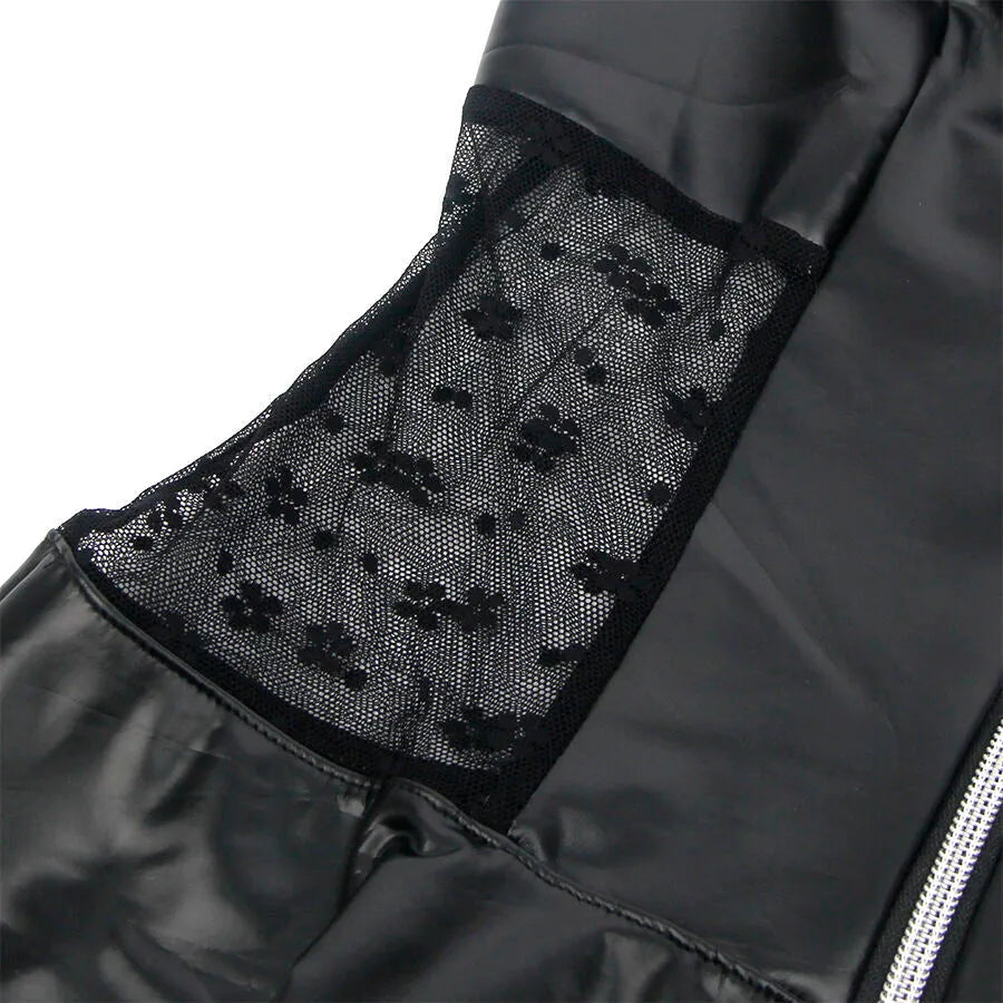 SUBBLIME - 957704 ROBE EN CUIR À FERMETURE ÉCLAIR EN DENTELLE NOIRE