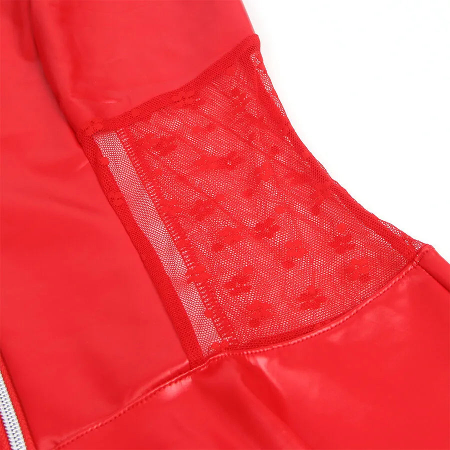 SUBBLIME - 957728 ROBE EN CUIR À FERMETURE ÉCLAIR EN DENTELLE ROUGE