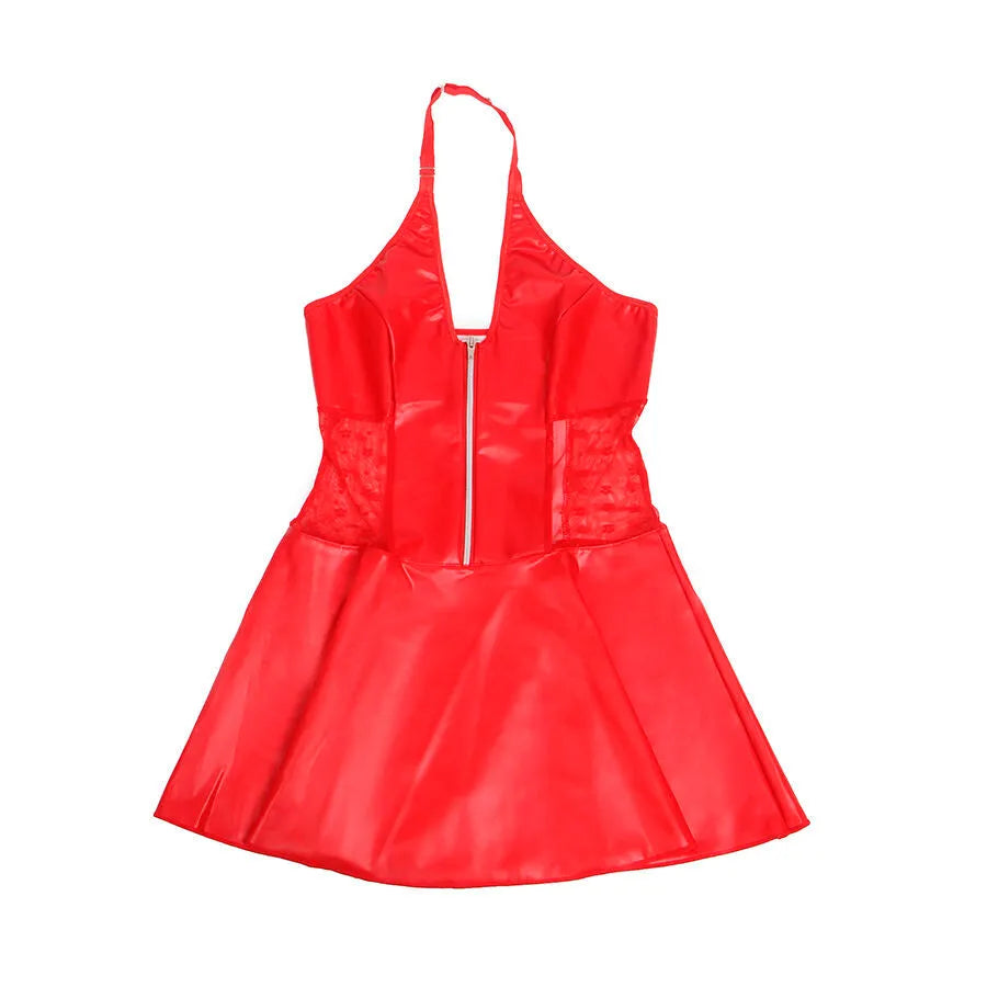 SUBBLIME - 957728 ROBE EN CUIR À FERMETURE ÉCLAIR EN DENTELLE ROUGE
