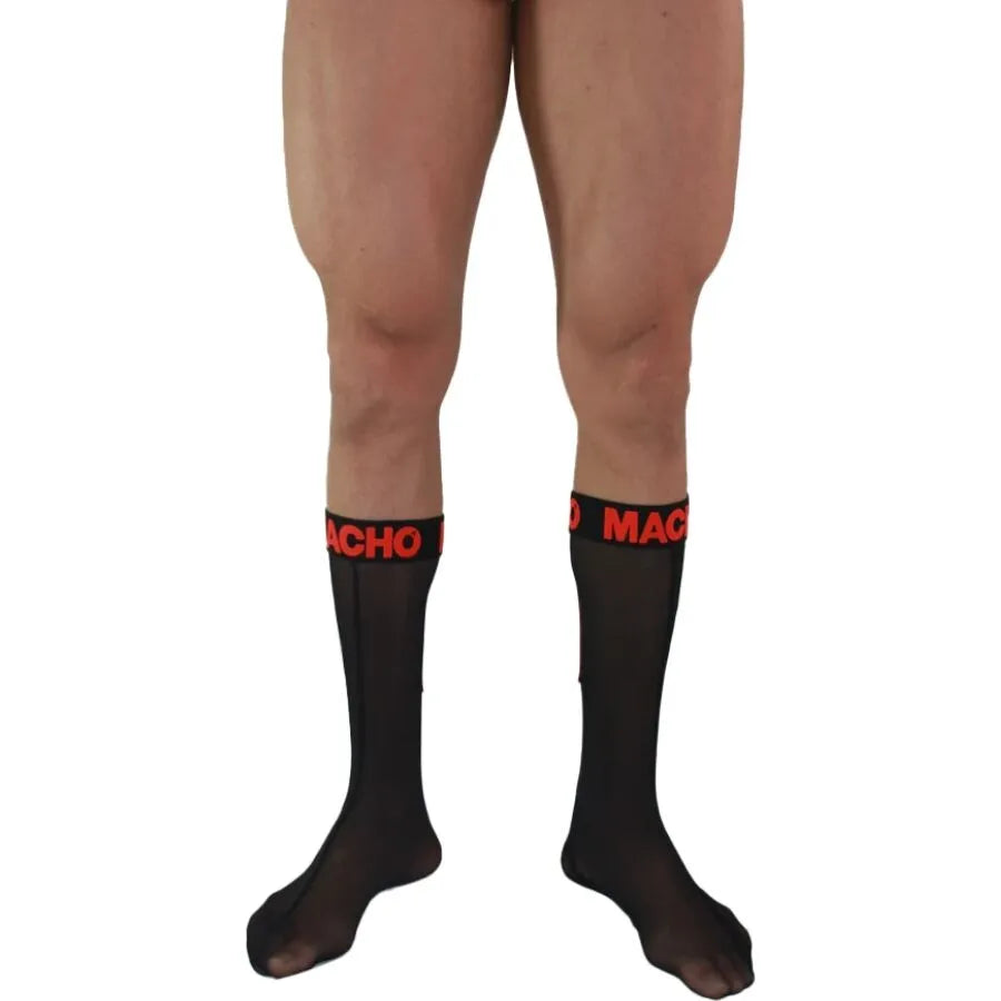 MACHO - CHAUSSETTES FINES NOIR/ROUGE