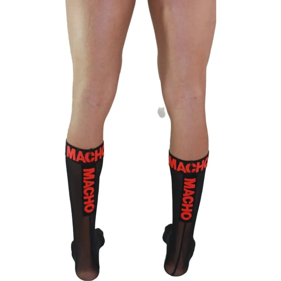 MACHO - CHAUSSETTES FINES NOIR/ROUGE
