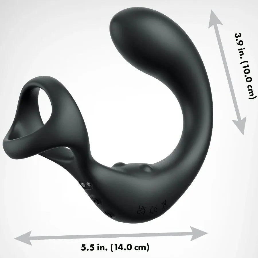 Masseur anal vibrant noir avec télécommande, forme ergonomique, stimulation périnée et prostate, 3 vitesses, 7 modes.