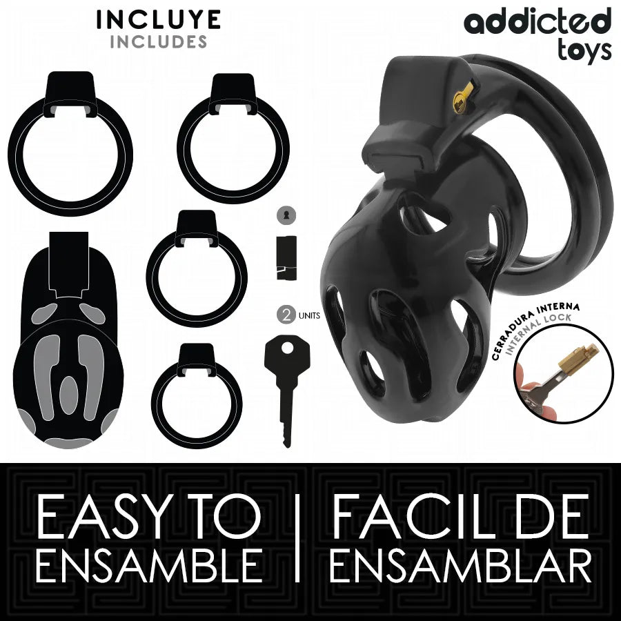 Cage de chasteté en métal argenté avec anneaux ajustables et serrure sécurisée, pour contrôle et confort optimaux.
