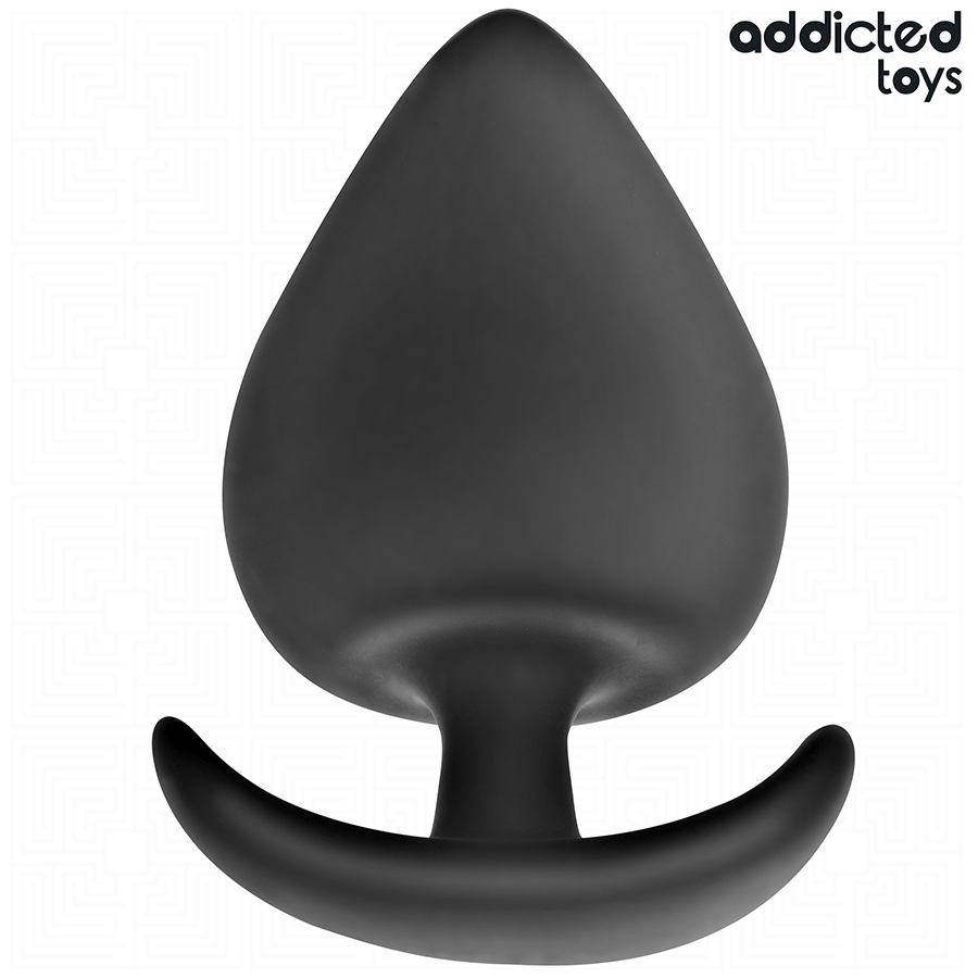 Plug anal noir Addicted Toys taille M, forme ergonomique, base évasée pour sécurité et confort, stimulation anale.