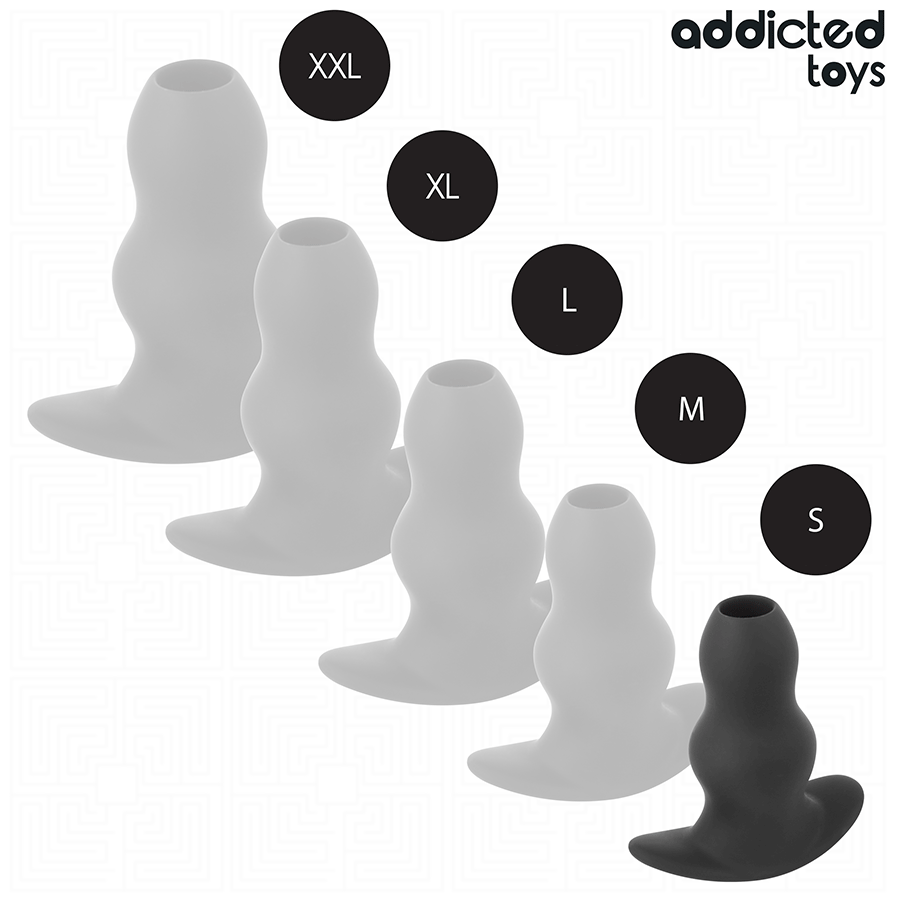Plug anal creux Addicted Toys taille S, noir, 7,3 cm, ergonomique, pour stimulation intense et confortable.