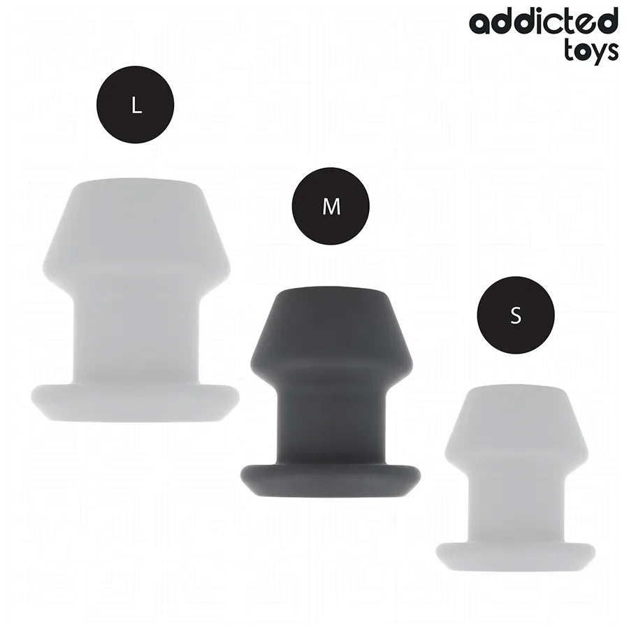 Plug anal creux Addicted Toys taille M, noir, design expansif, 8,7 cm, pour expérience anale profonde et stimulante.