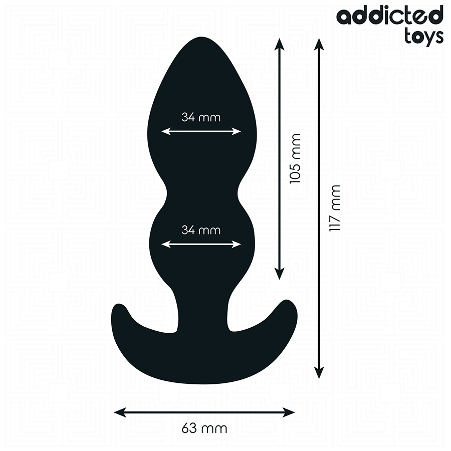 Plug anal Addicted Toys L noir, forme boule, 11,7 cm, stimulation intense, design ergonomique pour confort et sécurité.