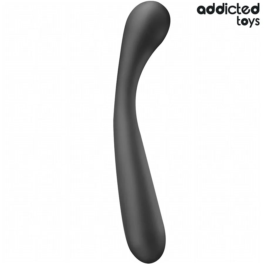 Masseur anal Addicted Toys noir 22,5 cm, design courbé, épaisseur progressive pour stimulation anale intense.