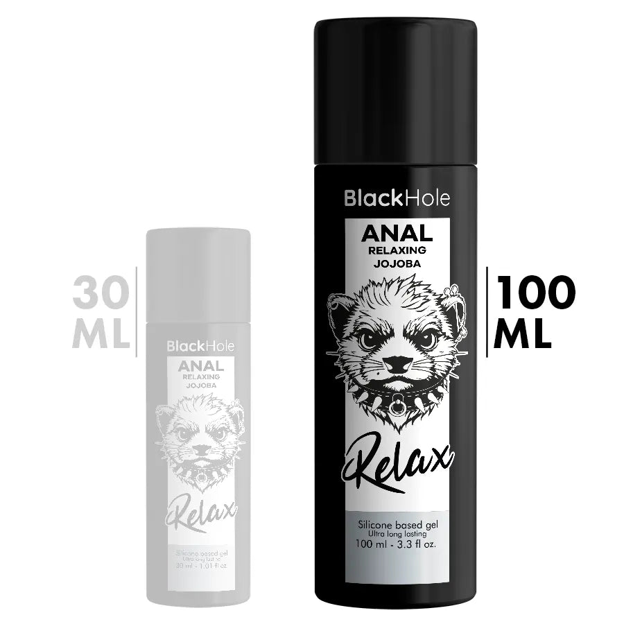 Gel anal Black Hole 30ml, tube noir, base silicone, dilatateur et relaxant, idéal pour débutants et experts.