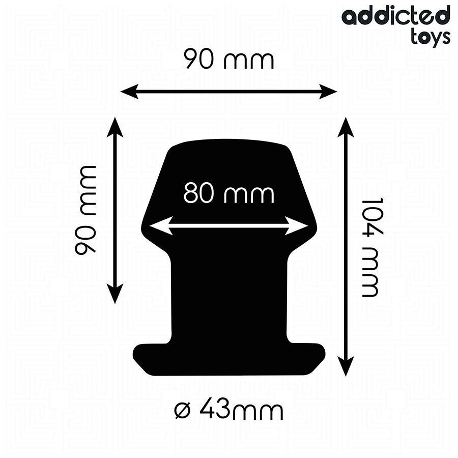 Plug anal creux Addicted Toys, noir, taille L, 10,4 cm, design expansif, dimensions visibles, stimulation intense.