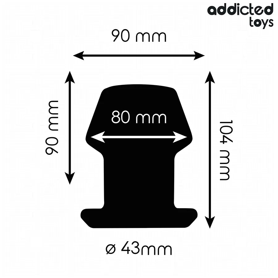 Plug anal creux Addicted Toys, noir, taille L, 10,4 cm, design expansif, dimensions visibles, stimulation intense.