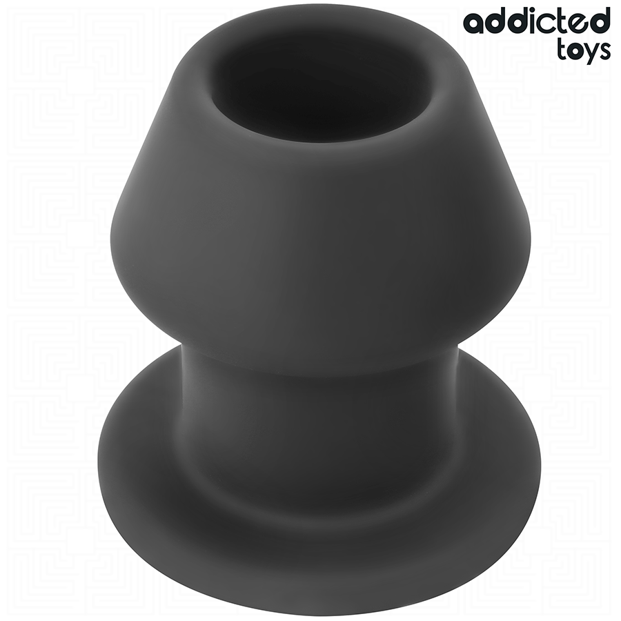 Plug anal creux noir Addicted Toys, taille L, design innovant et expansif, idéal pour expérience intense et contrôlée.