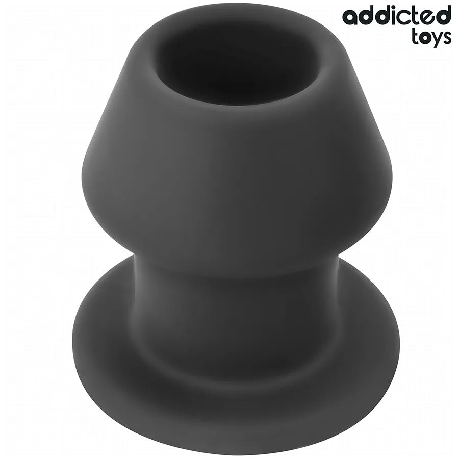 Plug anal creux noir Addicted Toys, taille L, design innovant et expansif, idéal pour expérience intense et contrôlée.