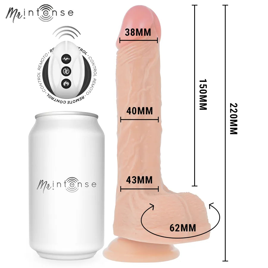 Mr Intense - Brosnan Pénis Réaliste Télécommandé 22cm 4cm Silicone Hyperréaliste Mouvement Up&Down Base Ventouse Sextoy Érotique pour Femmes Couples