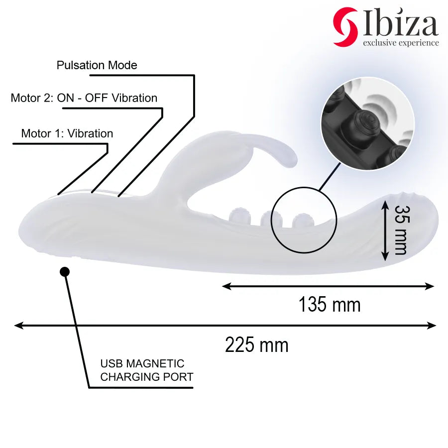 Vibromasseur rabbit pulsé silicone ABS stimulation clitoridienne vaginale double moteur 7 vibrations 7 pulsations sécuritaire élégant couple plaisir intime