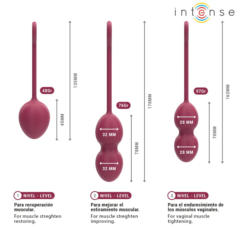 Kit Kegel Ball Charli Intense - Renforcement Pelvien Progressif - Silicone Médical Doux - Design Ergonomique - Couleur Bordeaux