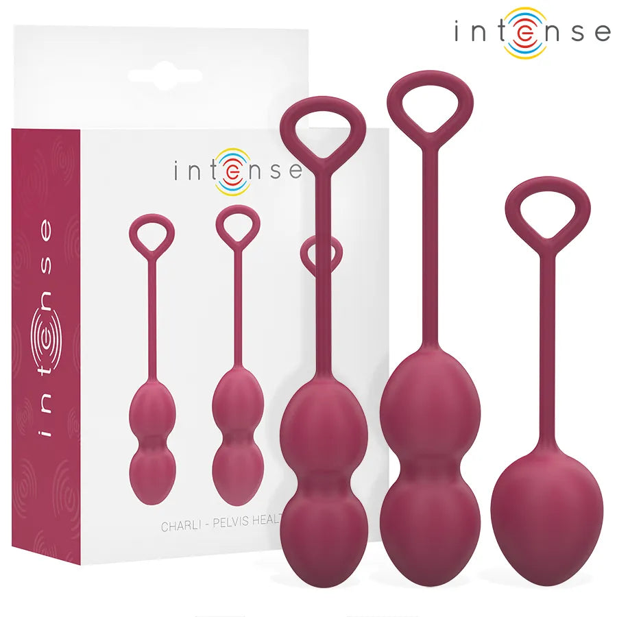 Kit Kegel Ball Charli Intense - Renforcement Pelvien Progressif - Silicone Médical Doux - Design Ergonomique - Couleur Bordeaux