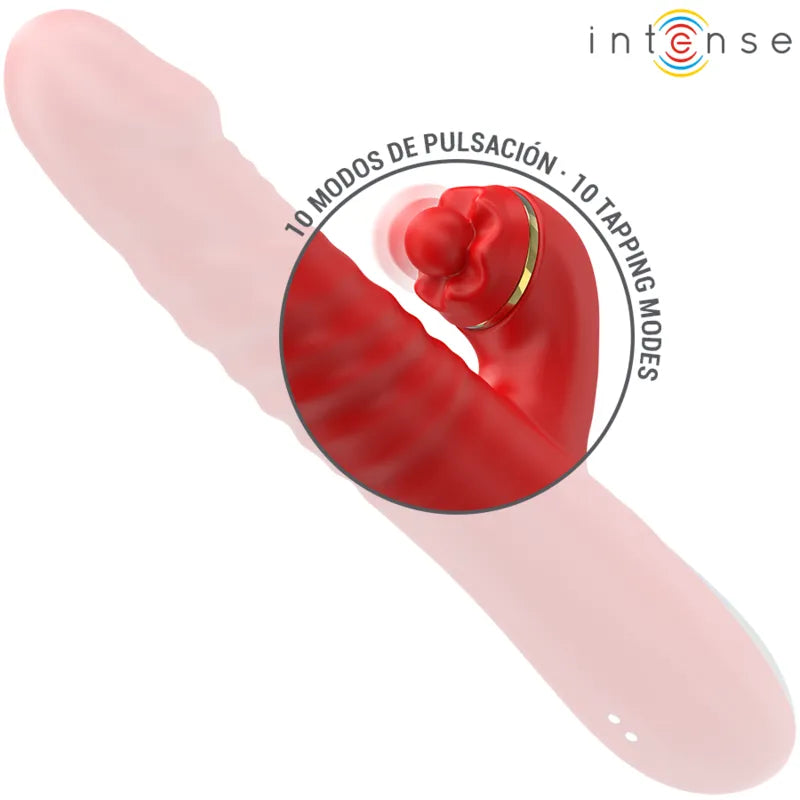 Vibromasseur multifonction Thalia rouge silicone doux stimulation clitoridienne G-spot vibration puissance 10