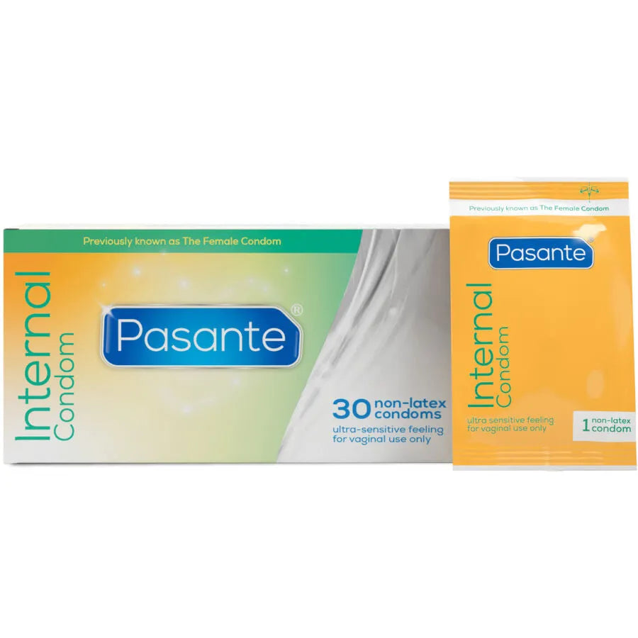 Préservatif interne féminin non-latex Pasante boîte 30 unités contraception discrète protection vaginale ultra-sensible