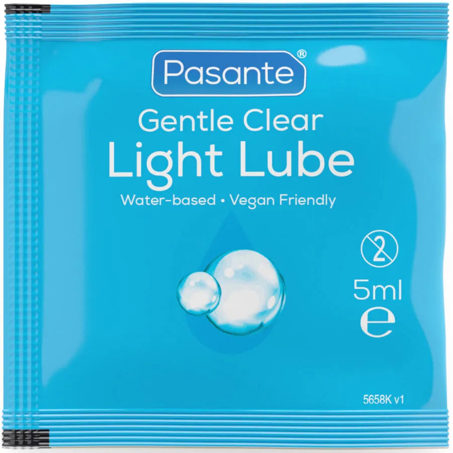 Lubrifiant intime à base d'eau vegan Pasante Light 5ml sachet dose unique non gras non odorant discret hygiénique portable
