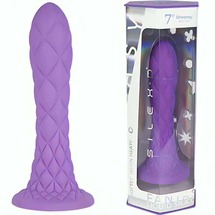 Sextoy Dildo Silicone Thermoréactif Design Évasé Motifs Losange Violet 18,5 Cm Silexd Fantasy