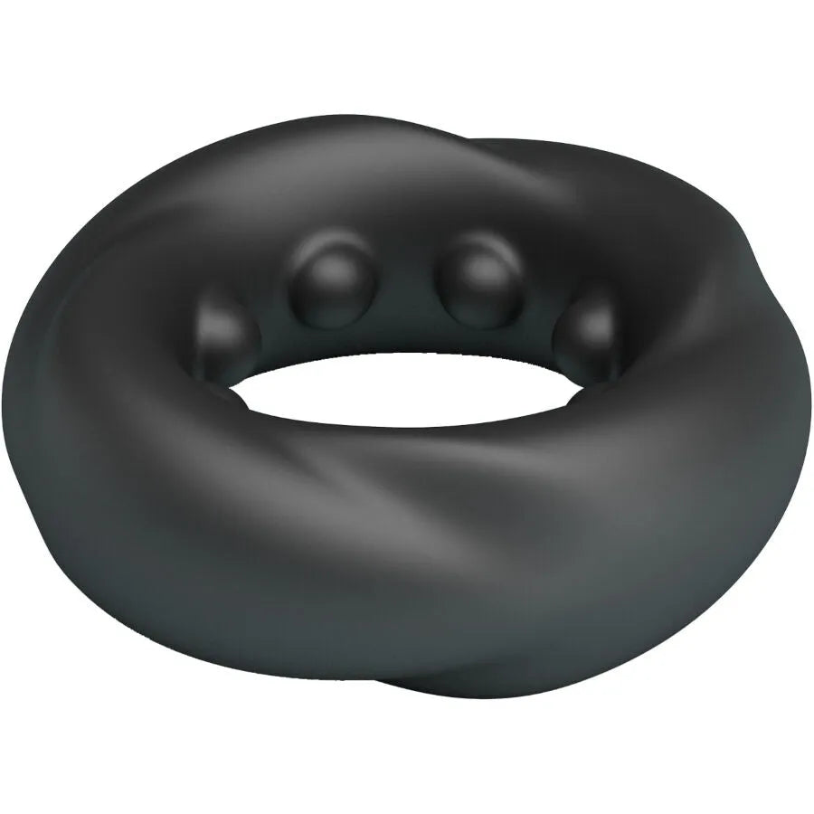 Bague en silicone noire Crazy Bull Daquez Modèle 4, ergonomique, texturée pour stimulation et prolongation du plaisir.