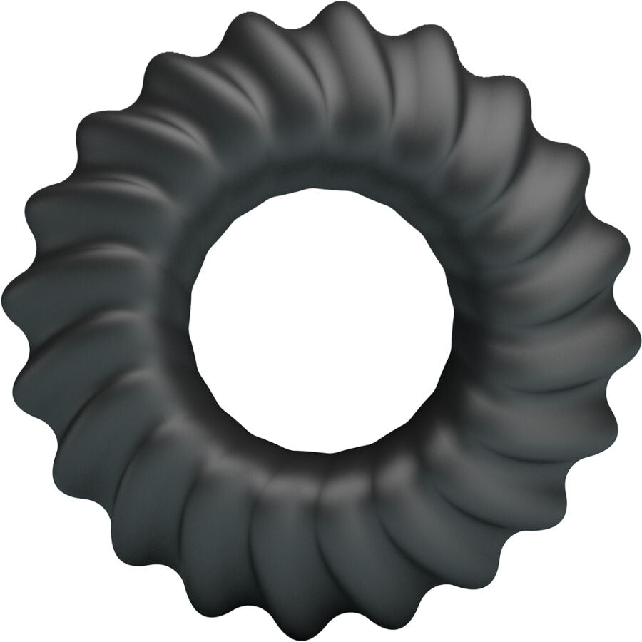 Anneau en silicone noir Crazy Bull Fitz Modèle 8, design ergonomique ondulé pour confort et adaptabilité optimale.