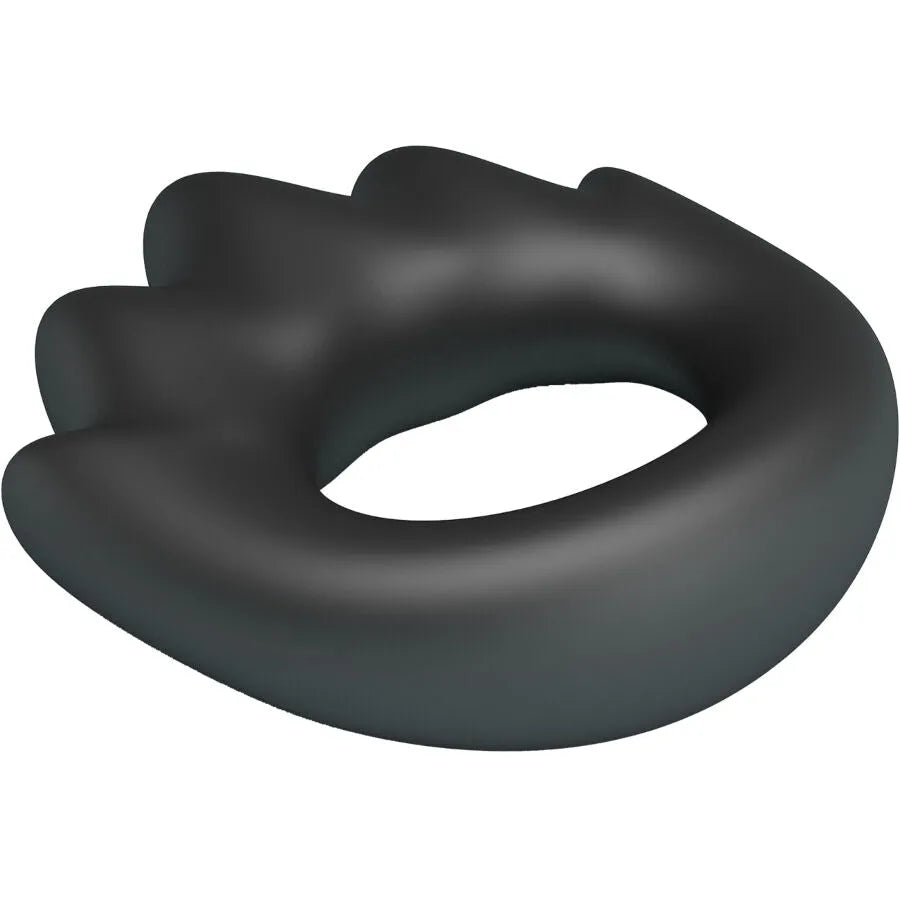 Bague en silicone noire Crazy Bull Modèle 13, design ergonomique, stimulation et confort pour performances masculines.