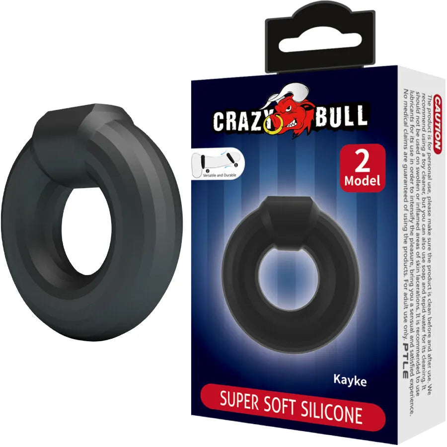 Anneau intime silicone Crazy Bull Kayke Modèle 2 pour homme, sextoy discret, stimulation plaisir contrôle, design ergonomique, durable