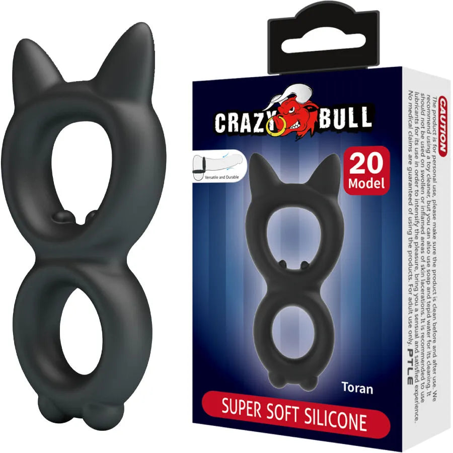 Crazy Bull - Bague en Silicone Double Design Chat Oreilles Pointues Modèle 20 Intimité Sexe Confort Érotique