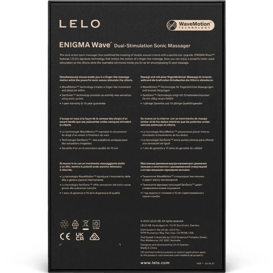 Vibromasseur triple action Lelo Enigma Wave stimulation clitoridienne G-spot multi-vitesses silicone médical grade noir compact rechargeable