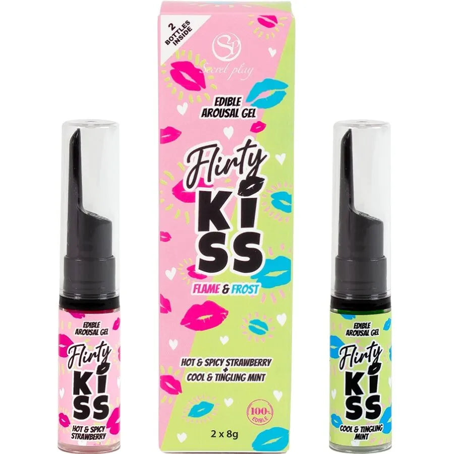 Secretplay Gels coquins Fraise & Menthe effets sexe oral 2 x 8g Flirty Kiss comestible