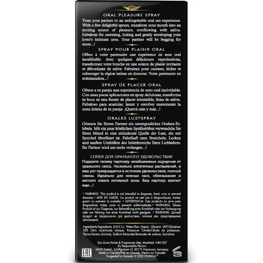 Shunga Waves Pleasure Spray Oral Seductive Fraise Élégance Design Artiste Sexe Intime Spray 20 Ml