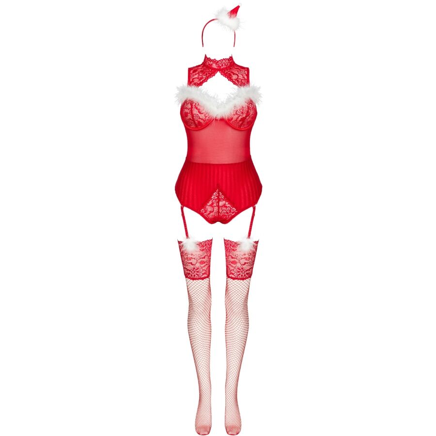Livco Corsetti Sets Livco Corsetti Fashion - Limpid Snowflakes Lc 90604 Body + Bas + Bandeau De Noël /