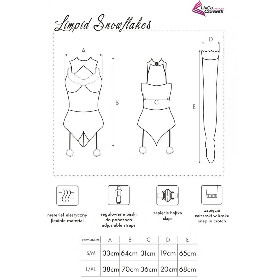 Livco Corsetti Sets Livco Corsetti Fashion - Limpid Snowflakes Lc 90604 Body + Bas + Bandeau De Noël /